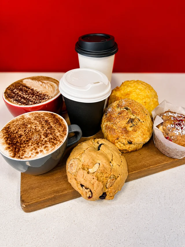 Coffee and baked goods served together at Nash Cafe